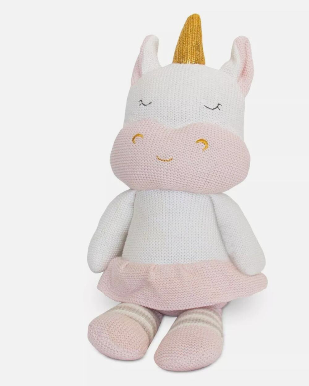 Living Textiles Kenzie Unicorn Knit Plush Toy Baby Rattle Stuffed Animal Doll